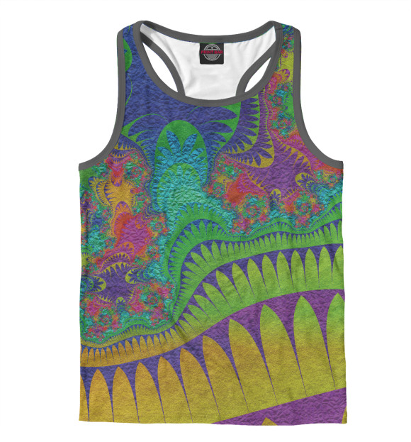 Мужская майка-борцовка с изображением Психоделические мотивы Мексики цвета Белый