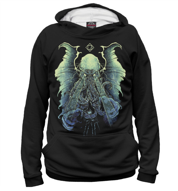 Мужское худи с изображением Cthulhu цвета Белый