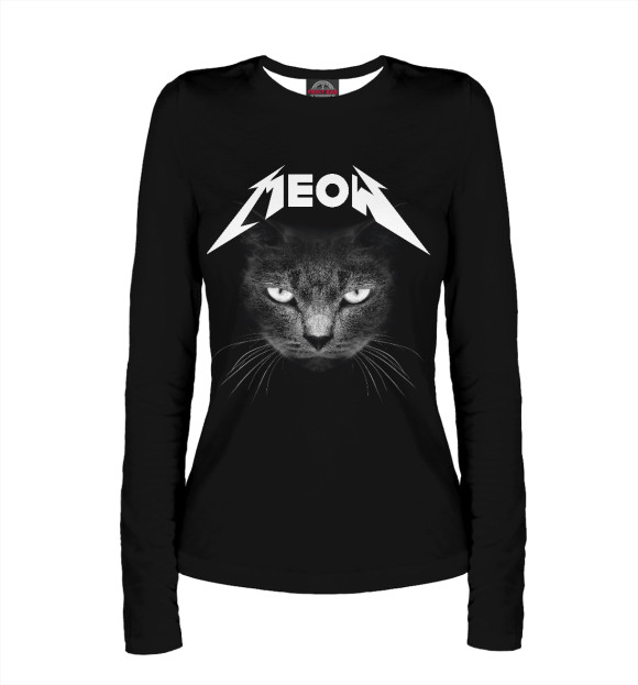 Женский лонгслив с притом MeoW цвета Белый Женский лонгслив с изображением MeoW цвета Белый