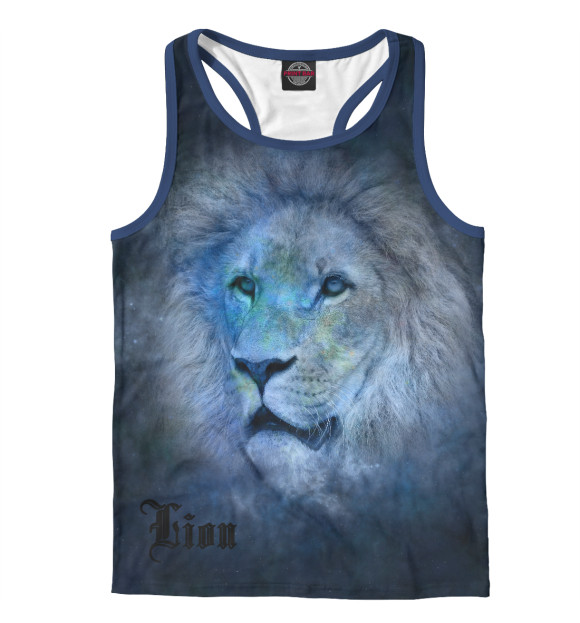 Мужская майка-борцовка с изображением Lion цвета Белый