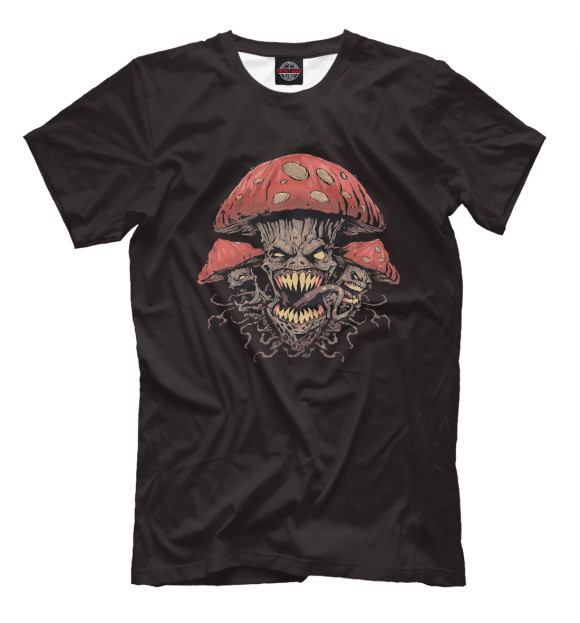 Мужская футболка с изображением Evil mushrooms цвета Белый