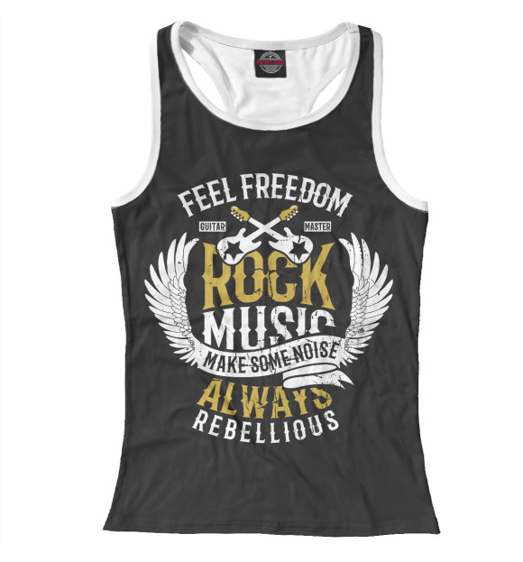 Женская майка-борцовка с изображением Rock Music цвета Белый