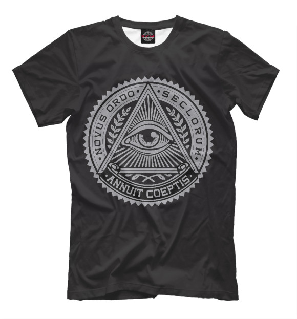 Мужская футболка с изображением Illuminati цвета Черный