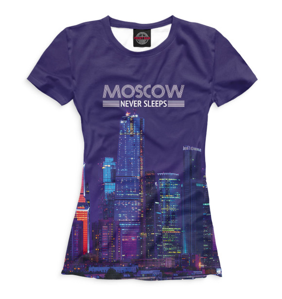 Футболка для девочек с изображением Moscow never sleeps цвета Белый