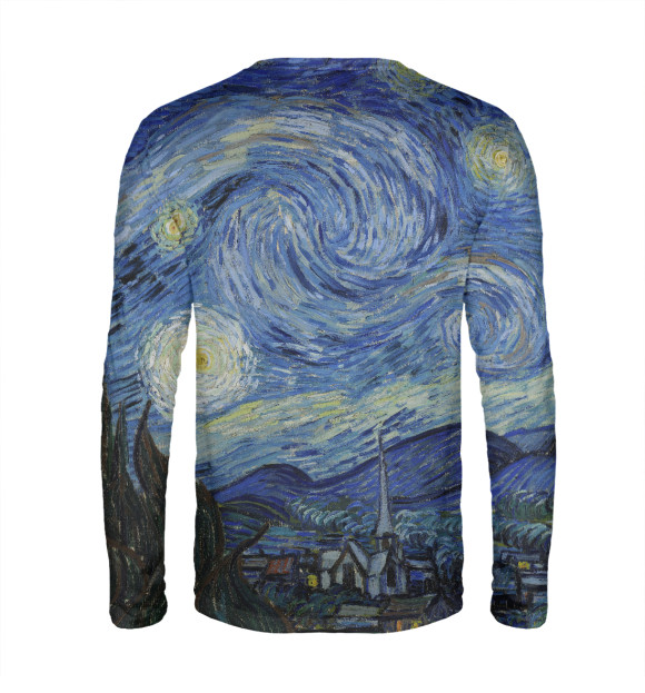 Мужской лонгслив с изображением Звездная ночь - Ван Гог Винсент цвета Белый