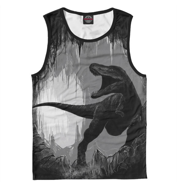 Майка для мальчика с притом Пещера динозавра цвета Белый Майка для мальчика с изображением Пещера динозавра цвета Белый