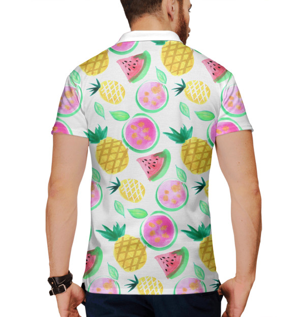 Мужское поло с изображением Фрукты цвета Белый