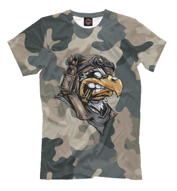 Мужская футболка с изображением Военный орел цвета Серый