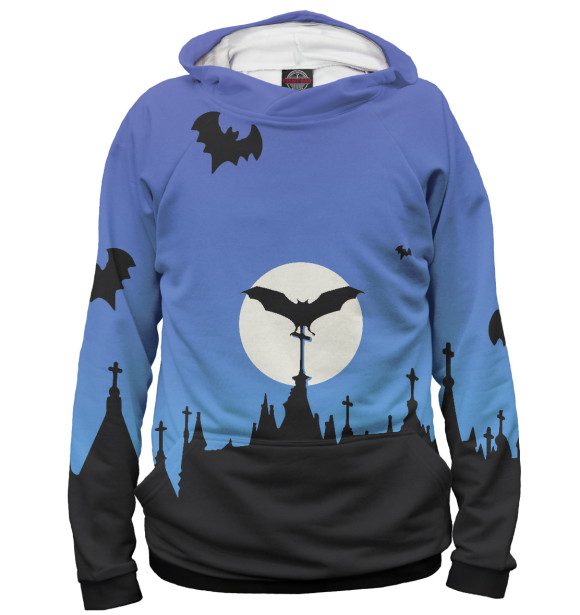 Мужское худи с изображением Halloween цвета Белый