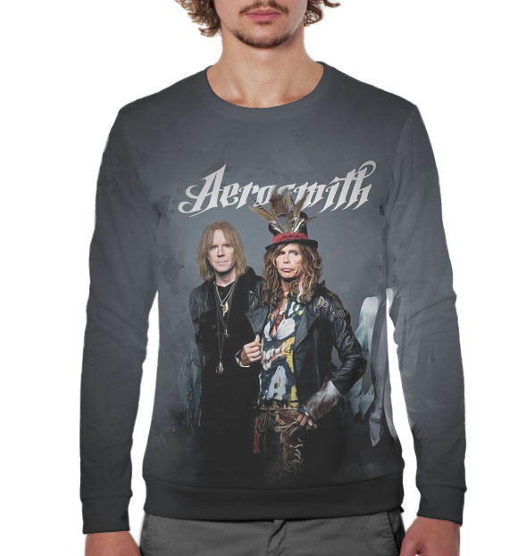 Мужской свитшот с изображением Aerosmith цвета Белый