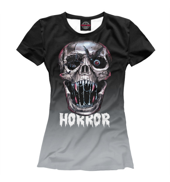 Женская футболка с изображением Horror цвета Белый