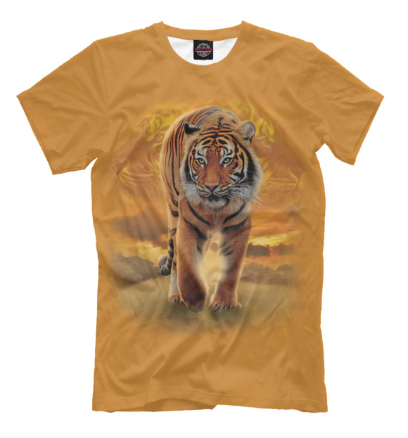 Мужская футболка с изображением Тигр цвета Светло-коричневый