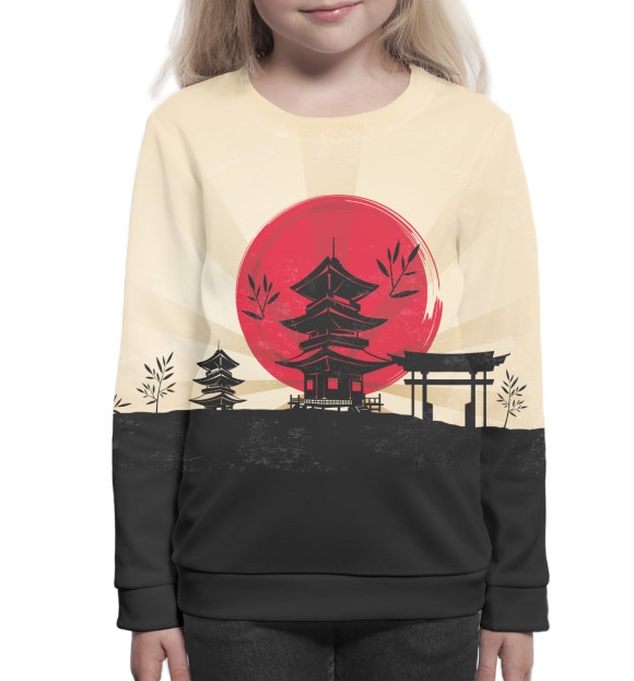 Свитшот для девочек с изображением Япония цвета Белый