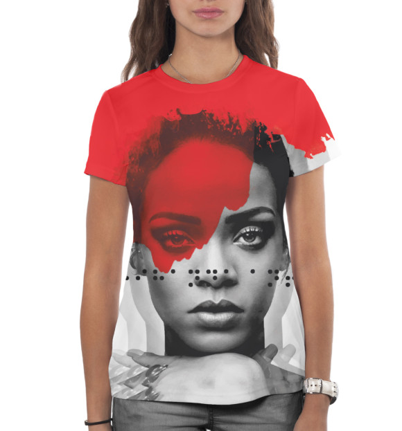 Женская футболка с изображением Rihanna цвета Белый