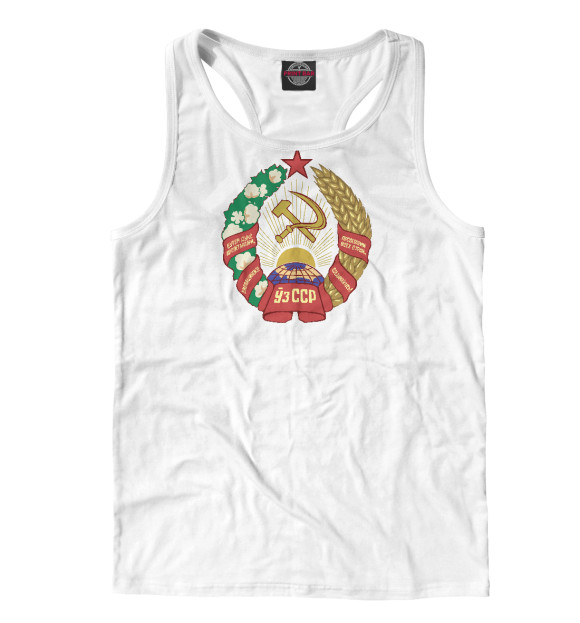 Мужская майка-борцовка с изображением Узбекская ССР цвета Белый