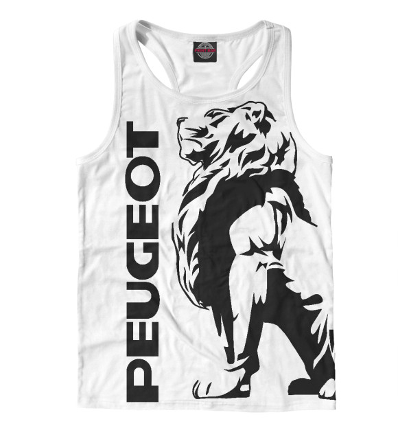 Мужская майка-борцовка с изображением Peugeot цвета Белый