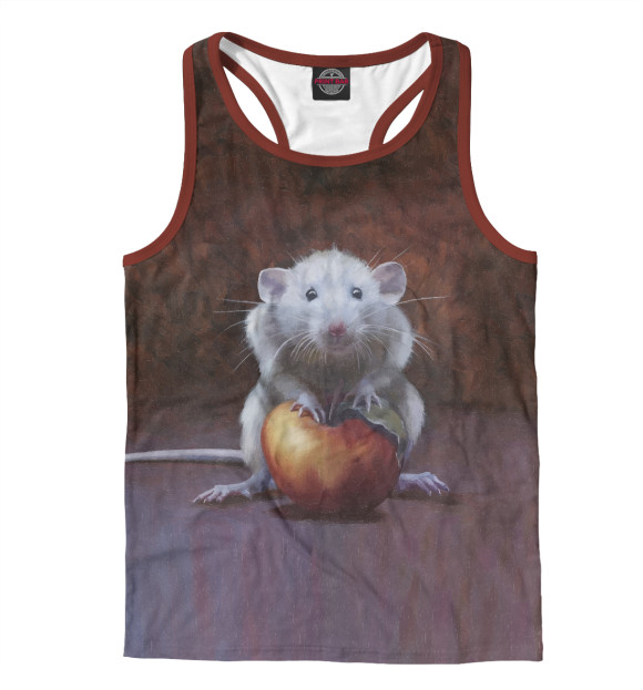 Мужская майка-борцовка с изображением Белая мышь цвета Белый