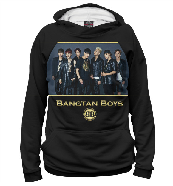 Мужское худи с изображением Bangtang Boys (BTS) цвета Белый