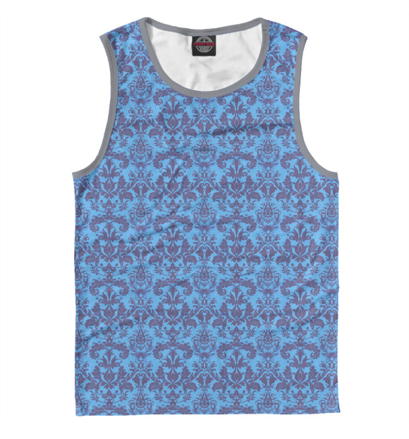 Мужская майка с изображением Damask Blue Rasberry цвета Белый