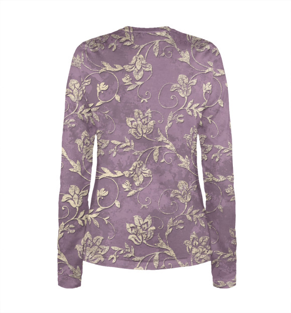 Женский лонгслив с изображением Узоры из цветов цвета Белый