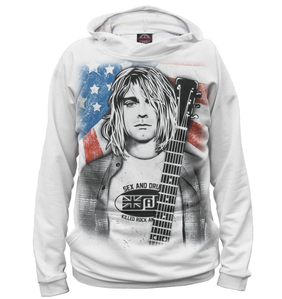 Женское худи с изображением Kurt Cobain цвета Белый