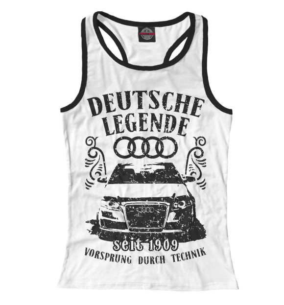 Женская майка-борцовка с изображением AUDI - немецкая легенда цвета Белый