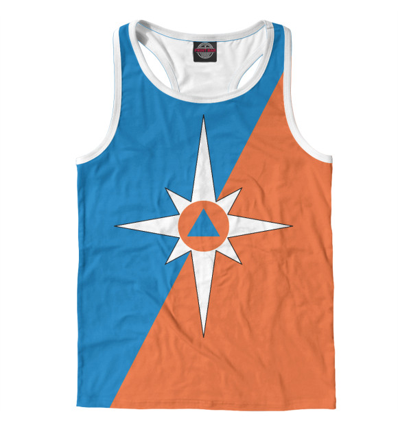 Мужская майка-борцовка с изображением МЧС РОССИИ цвета Белый