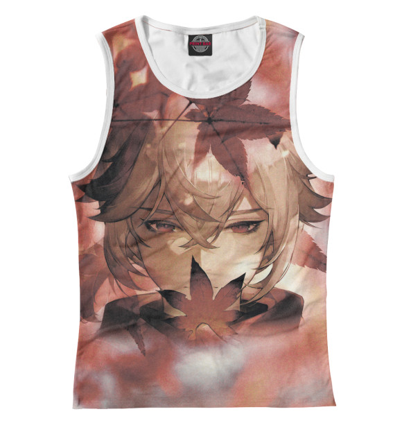 Майка для девочки с притом Кадзуха цвета Белый Майка для девочки с изображением Кадзуха цвета Белый