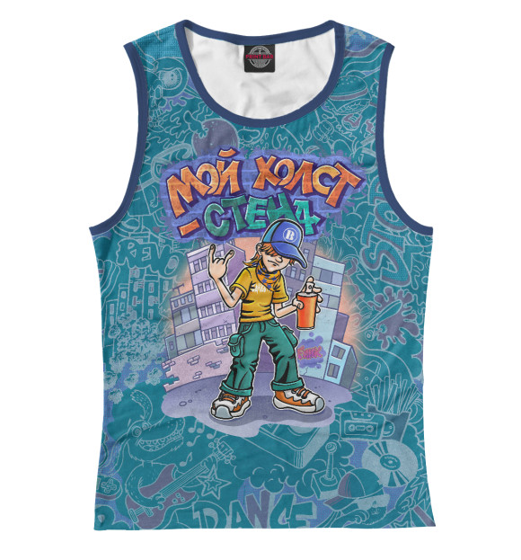 Майка для девочки с изображением Мальчик тинейджер с баллончиком краски цвета Белый