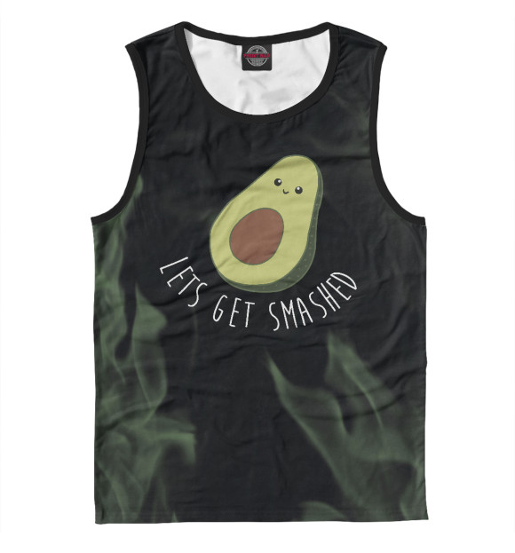 Мужская майка с изображением Авокадо пламя цвета Белый