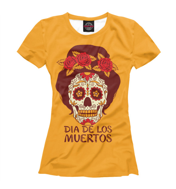 Женская футболка с изображением День мёртвых, Мексика цвета Белый