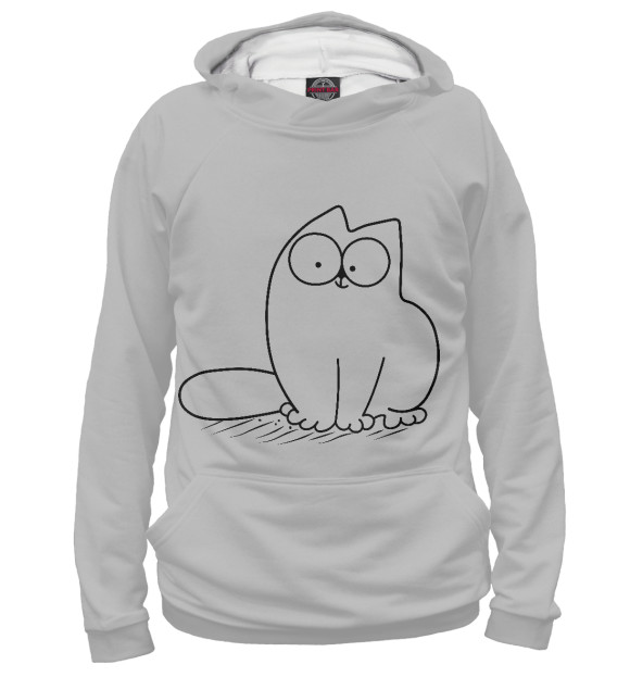 Женское худи с изображением Simon's cat цвета Белый