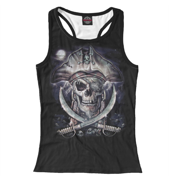 Женская майка-борцовка с изображением Пиратский череп цвета Белый