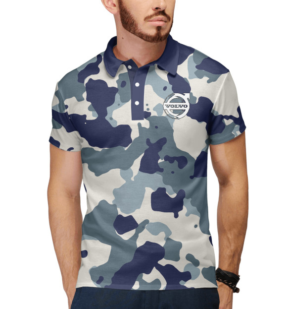 Мужское поло с изображением Volvo цвета Белый