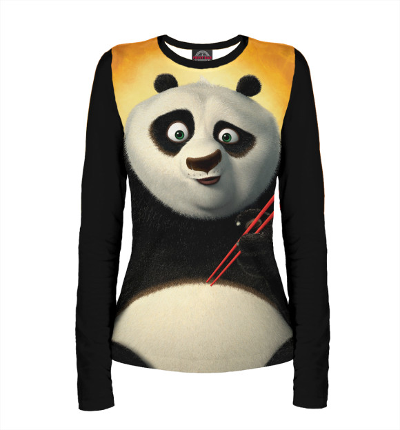 Женский лонгслив с изображением Кунг-Фу Панда цвета Белый