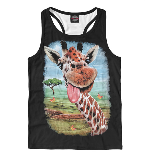 Мужская майка-борцовка с притом Жираф цвета Белый Мужская майка-борцовка с изображением Жираф цвета Белый