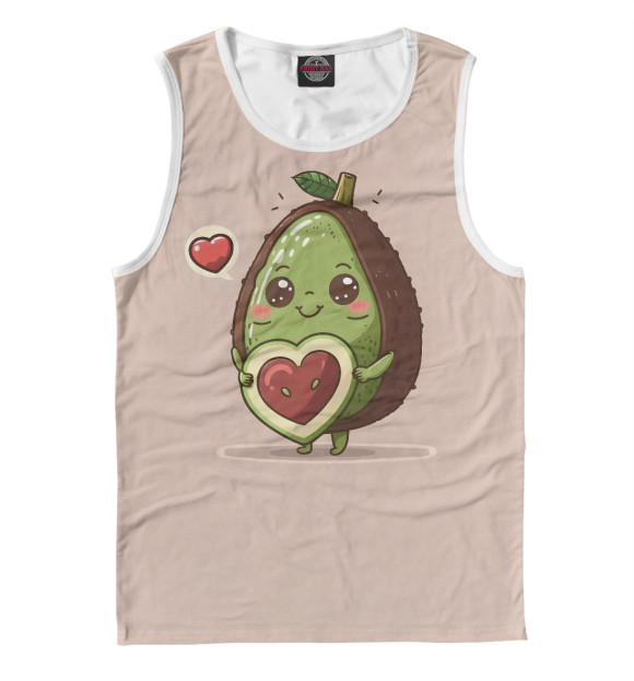 Мужская майка с изображением Авокадо мальчик - парные цвета Белый