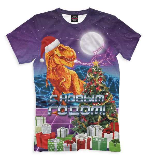 Футболка для мальчиков с изображением Новый Год цвета Серый