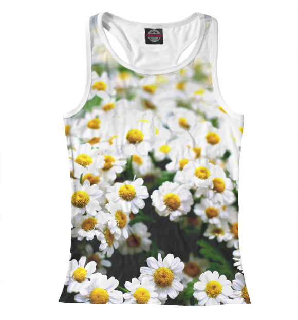 Женская майка-борцовка с изображением Цветок ромашки цвета Белый