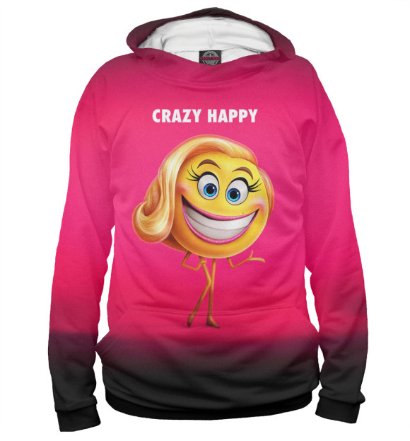 Худи для мальчика с изображением Crazy Happy цвета Белый