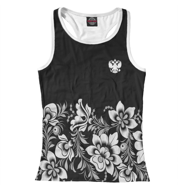 Женская майка-борцовка с изображением Герб РФ цвета Белый