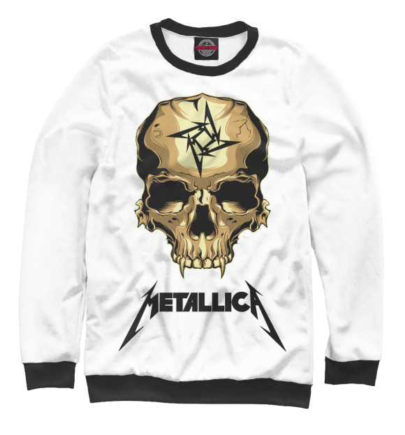 Свитшот для девочек с изображением Metallica Skull цвета Белый
