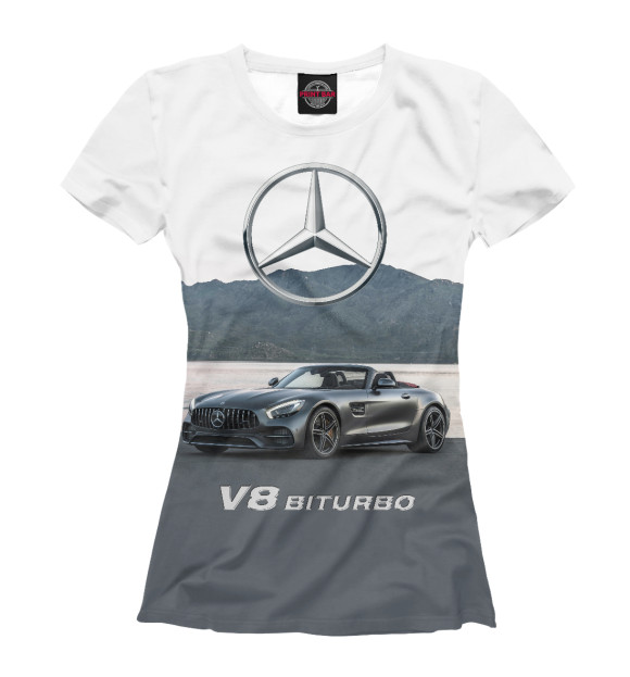Женская футболка с изображением V8 Biturbo цвета Белый