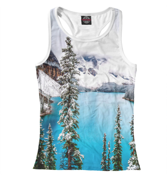 Женская майка-борцовка с изображением Озеро цвета Белый