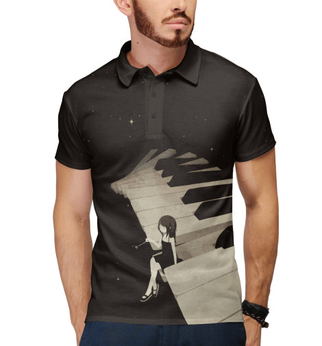 

Поло Print Bar, Белый, Space Music