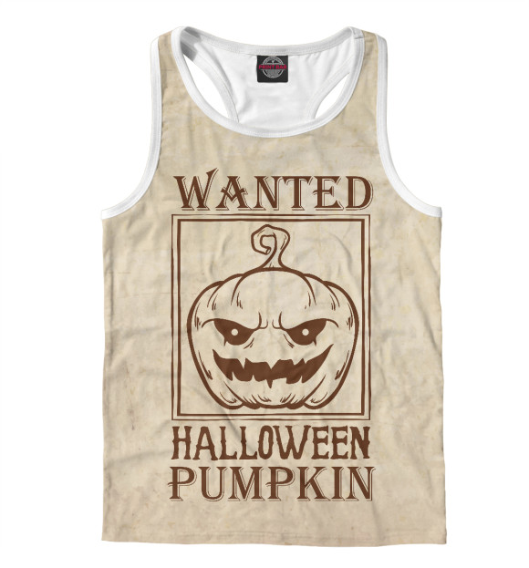 Мужская майка-борцовка с изображением Helloween Pumpkin цвета Белый