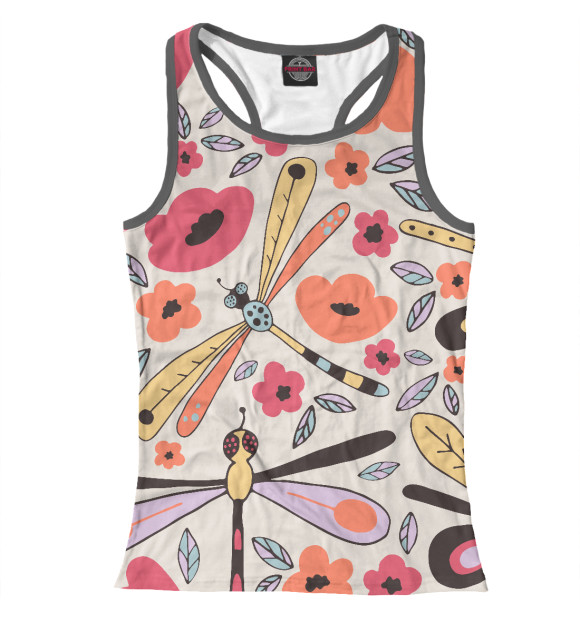 Женская майка-борцовка с изображением Цветы цвета Белый