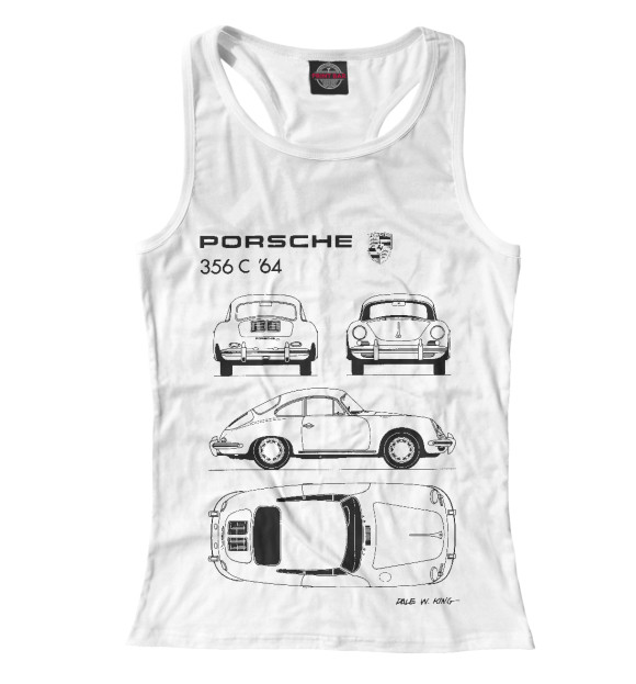 Женская майка-борцовка с изображением Porsche 356 C '64 цвета Белый