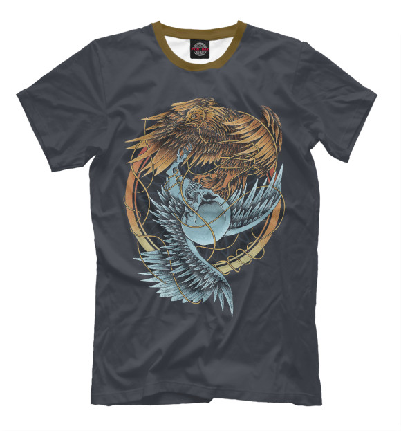 Футболка для мальчиков с изображением Raven and Owl цвета Молочно-белый