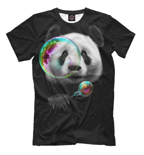 Мужская футболка с изображением Панда цвета Черный